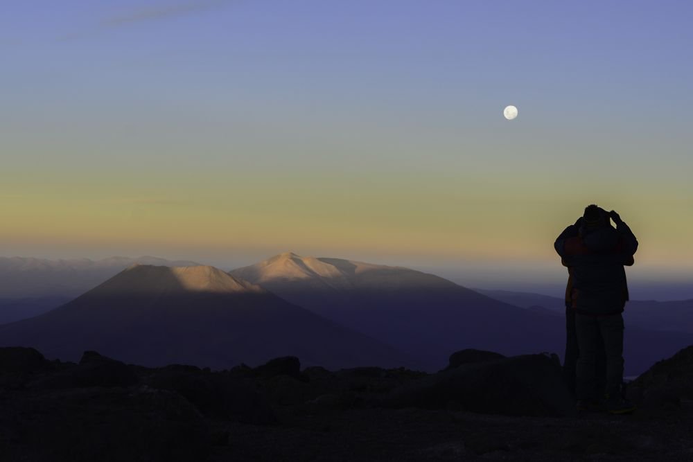 Couché de soleil depuis le camp 1 du Llullaillaco, Argentine