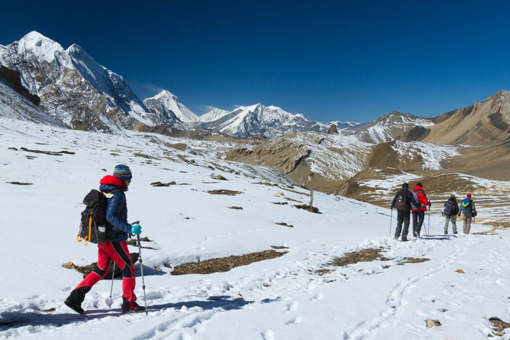 Entre le lac Tilicho et le col du Mesokanto, passage clé sur ce trek exclusif au Népal