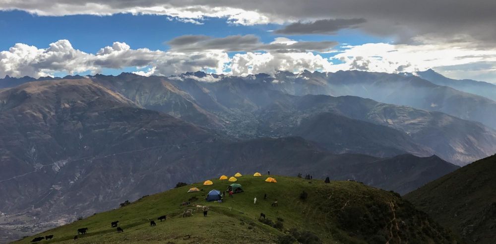 Campement à Huischcash , Cordillère Blanche, Pérou