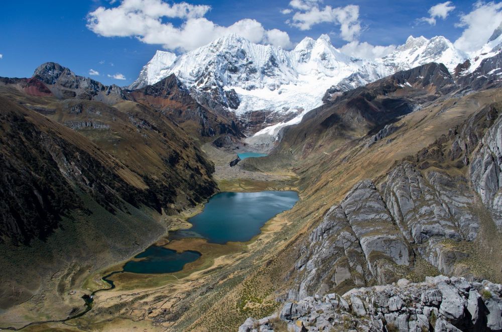 Lagunes et Jauacocha et Sotteracocha au pied du Jirishanca  (6094m)