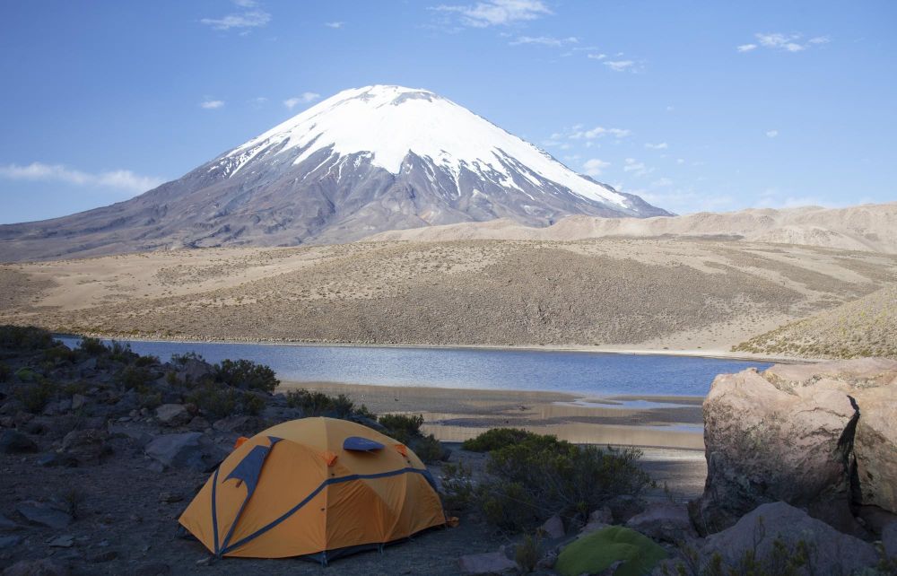 Bivouac devant le Parinacota, Chili