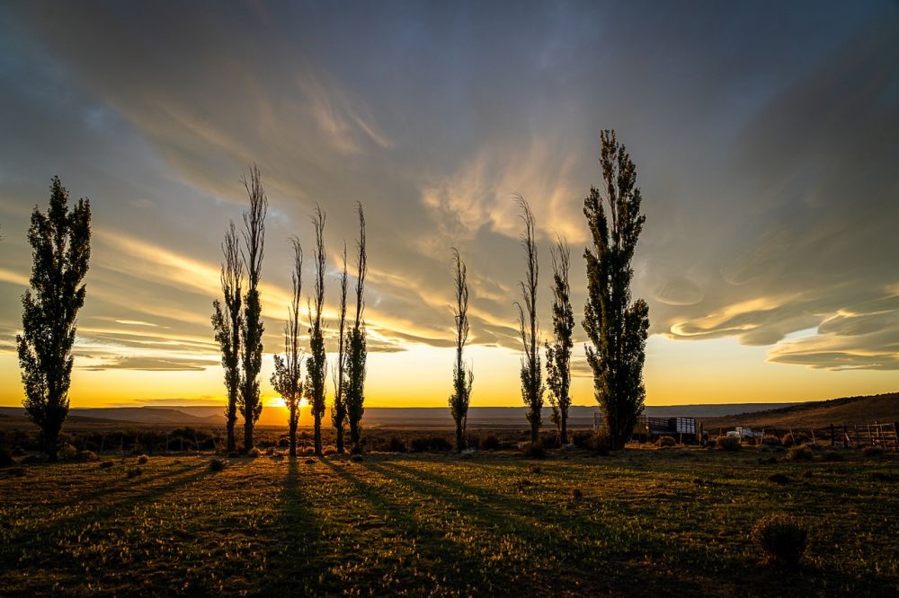 Coucher de soleil dans une estancia en Patagonie