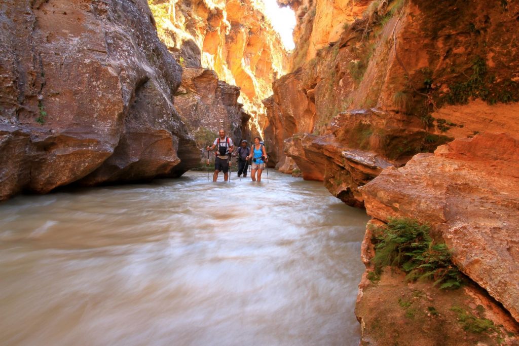 trek dans un canyon en eau